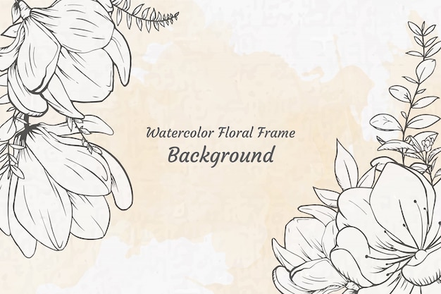 Watercolor splash background with Hand Drawn Floral