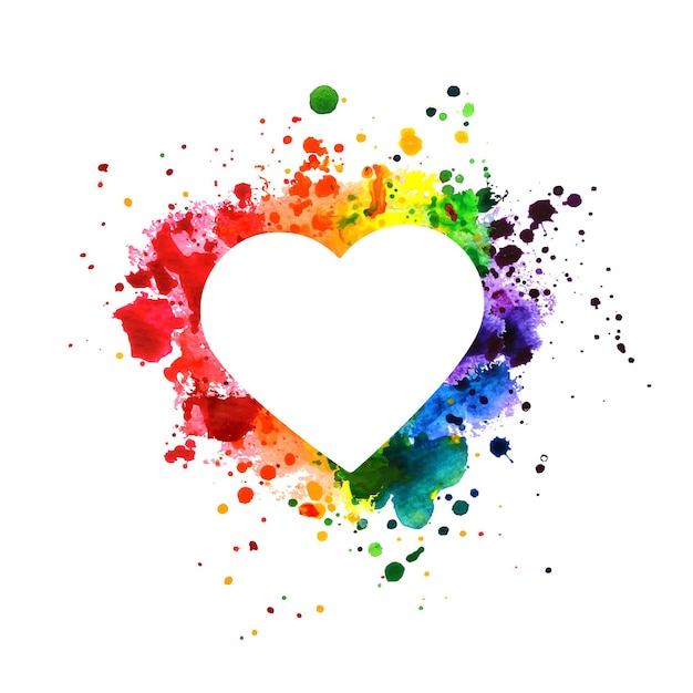 Watercolor Splash Love symbol Rainbow splatter vector illustration