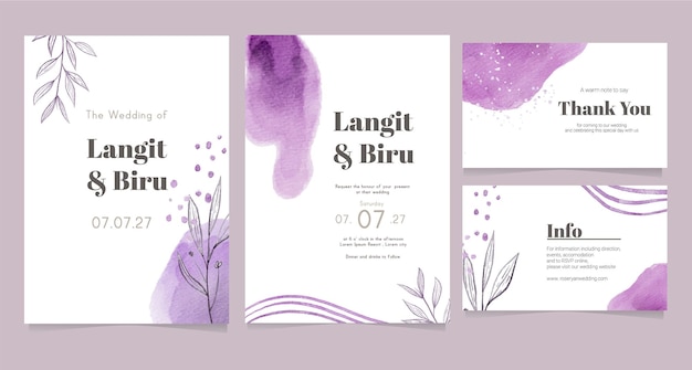 watercolor splash with flower drawing wedding invitation card