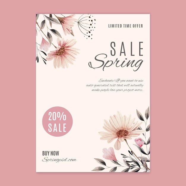 Watercolor spring a5 vertical flyer