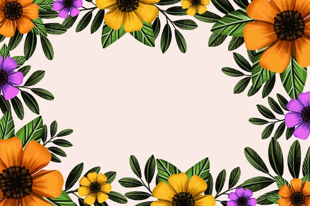 Watercolor spring floral background