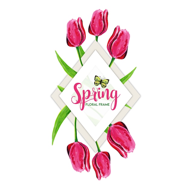 Watercolor Spring Floral Frame