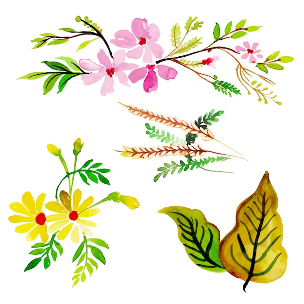 Watercolor Spring Floral and Leaves Collection