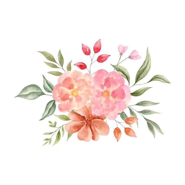 watercolor spring flower bouquet