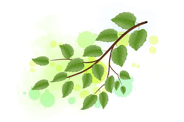 Watercolor Spring Leaf Branch