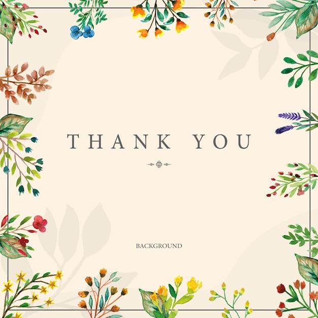 Watercolor spring style thank you card template