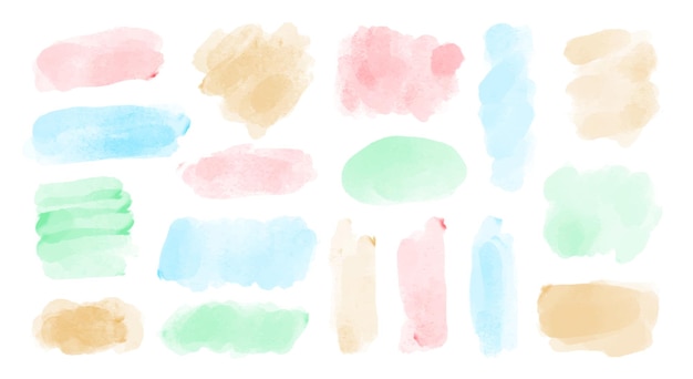 Watercolor stain texture shape collection set of hand drawn brush vector illustration