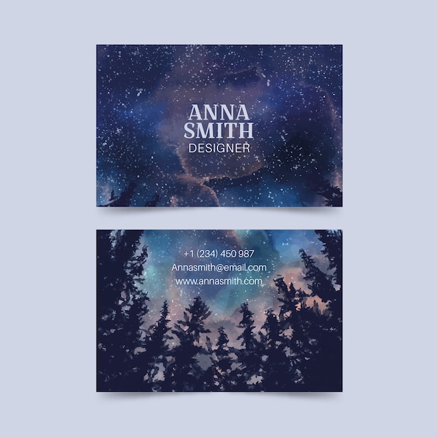 Watercolor Starry Sky Business Card