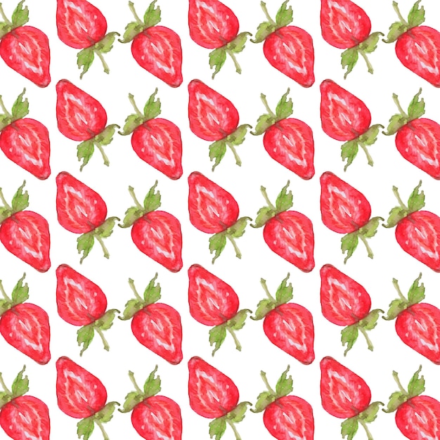 watercolor strawberries seamless pattern design