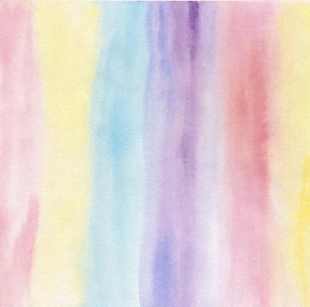 Watercolor stripe background of yellow blue pink and purple spots