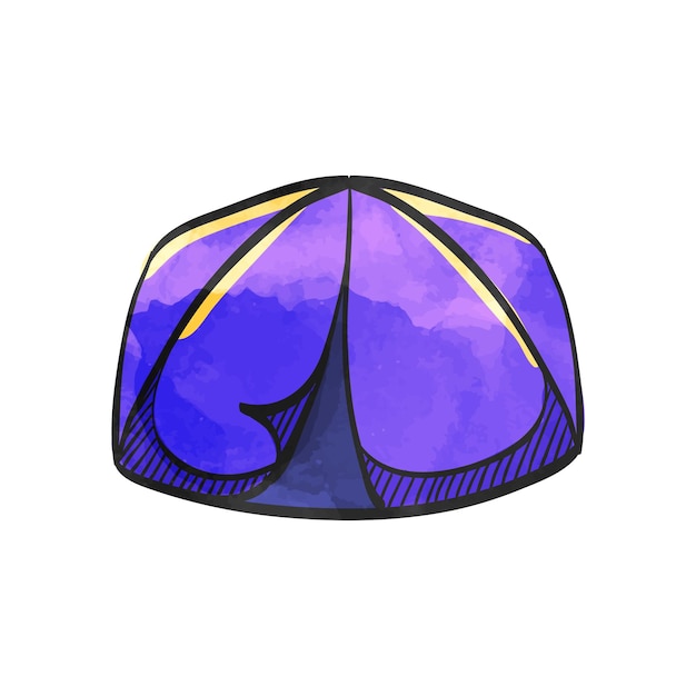 Watercolor style icon camping tent