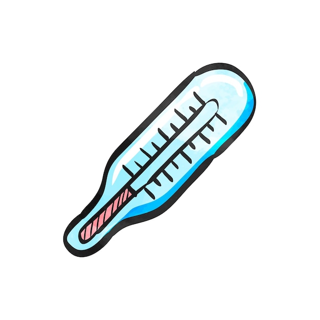 Watercolor style icon thermometer