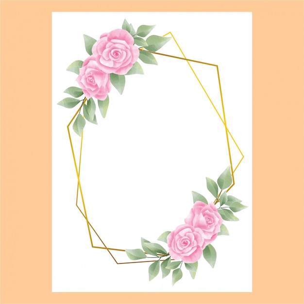 watercolor style rose flower frame