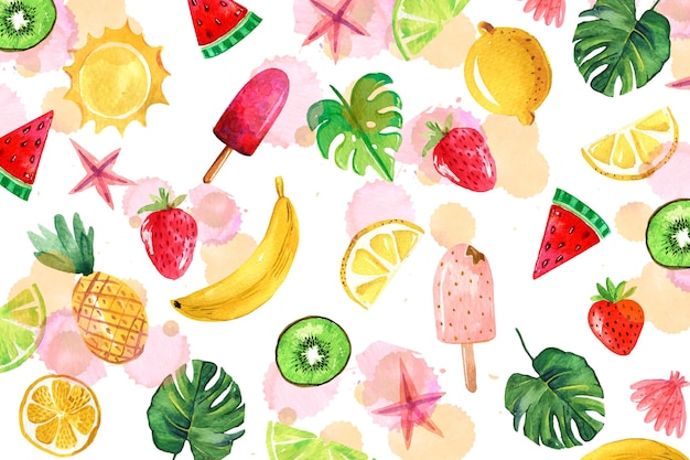 Watercolor summer background theme