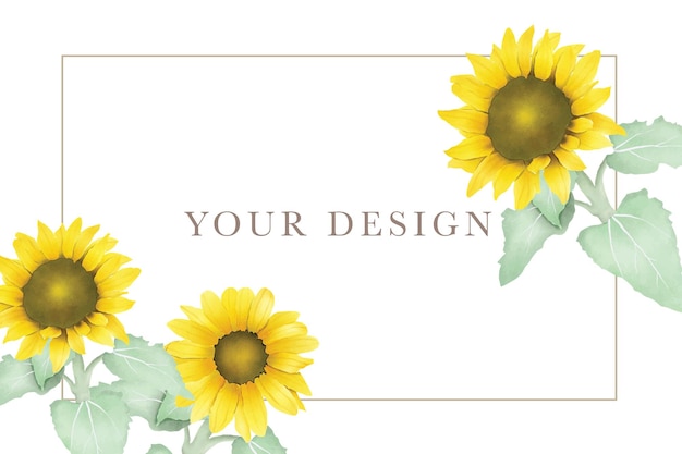 Watercolor sun flower wedding invitation card