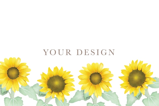 Watercolor sun flower wedding invitation card