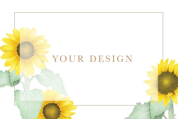 Watercolor sun flower wedding invitation card