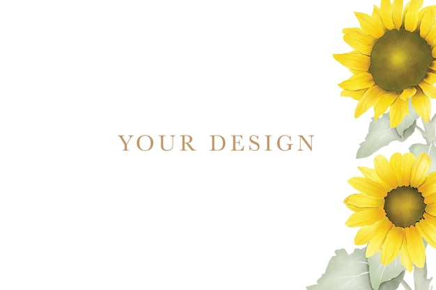 Watercolor sun flower wedding invitation card