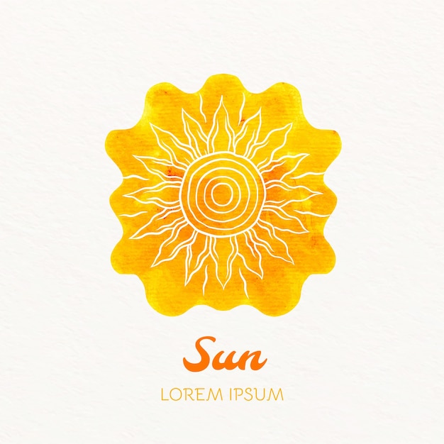 Watercolor  sun logo template