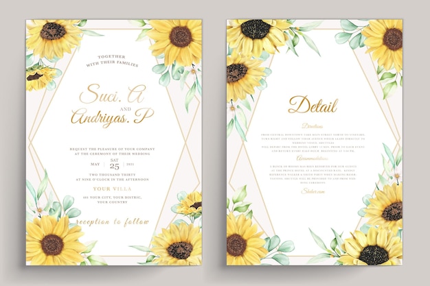 watercolor sunflower invitation card design