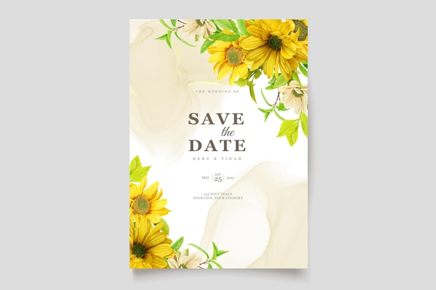 watercolor sunflower invitation card design