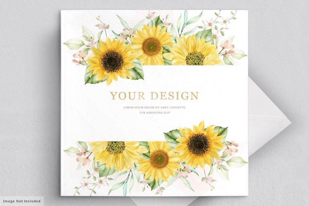 watercolor sunflower invitation card set