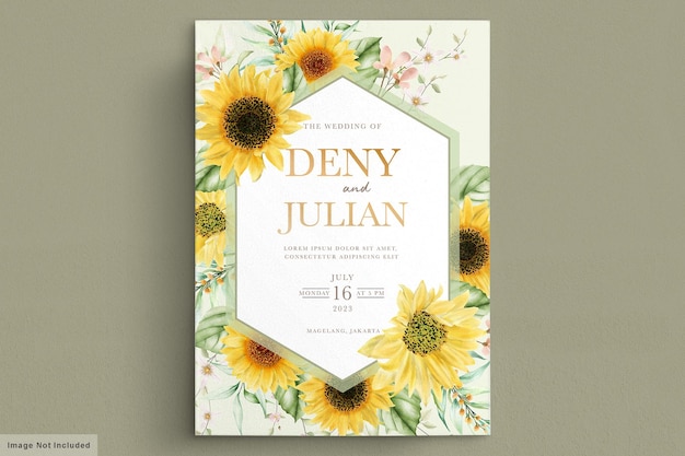 watercolor sunflower invitation card set