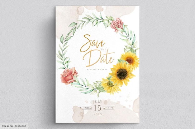 watercolor sunflower invitation card set