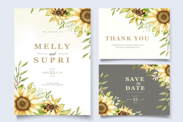 Watercolor Sunflower Invitation Card