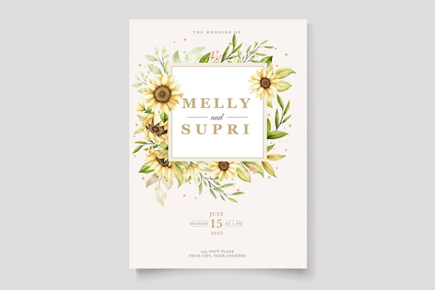 Watercolor Sunflower Invitation Card