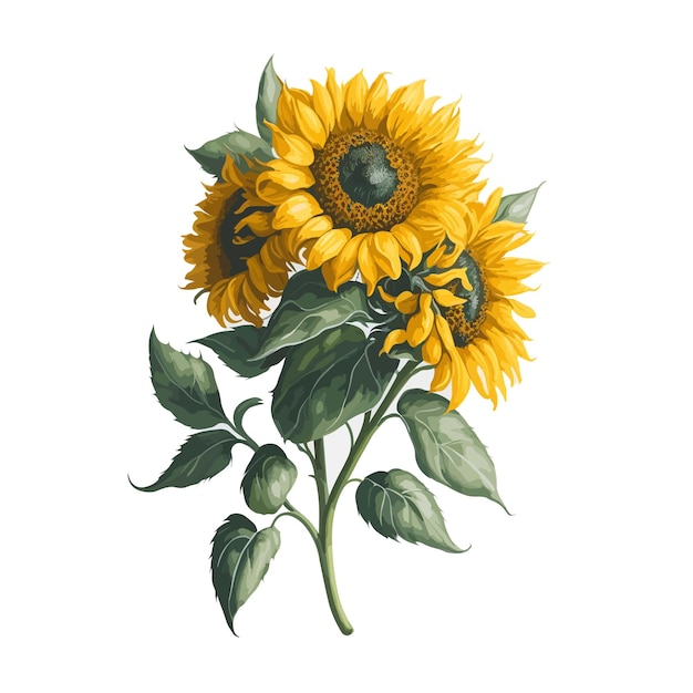 Watercolor sunflower a simple vector