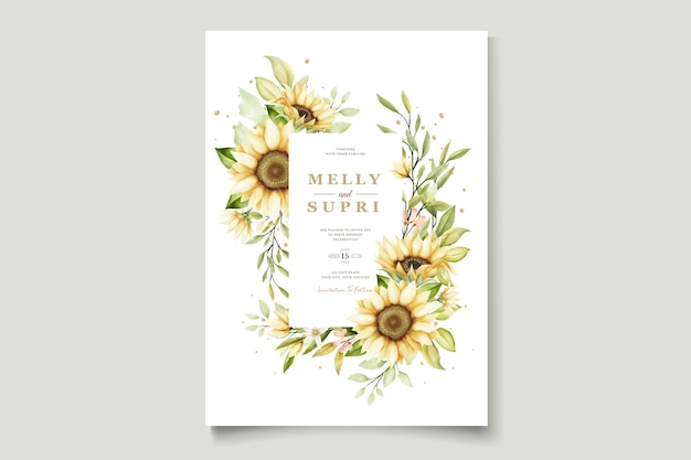 watercolor sunflower summer invitation card