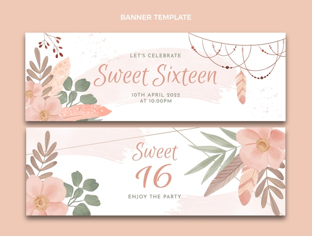 Watercolor sweet 16 template