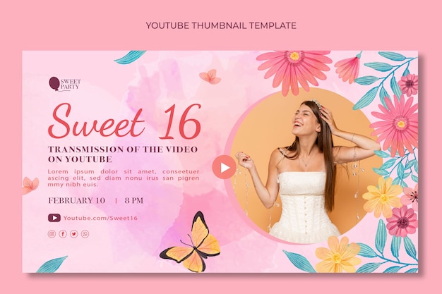 Watercolor sweet 16 template