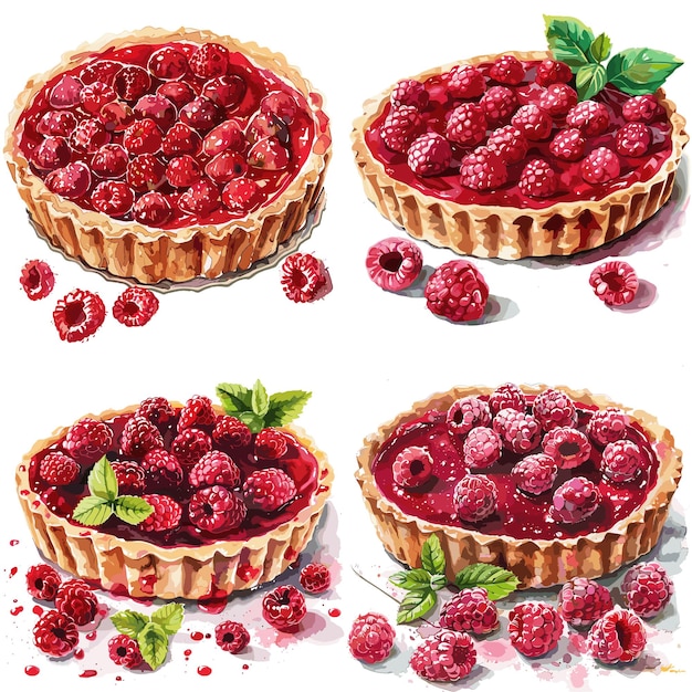 Watercolor Tarte Framboise clipart