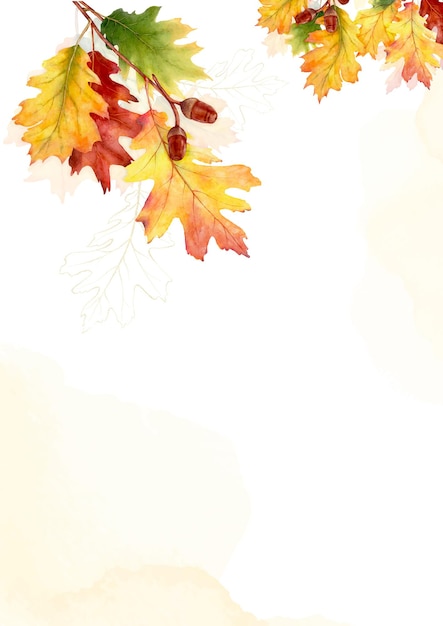 Watercolor template in colorful autumn