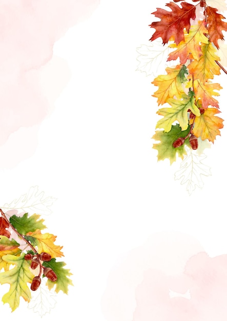 Watercolor template in colorful autumn