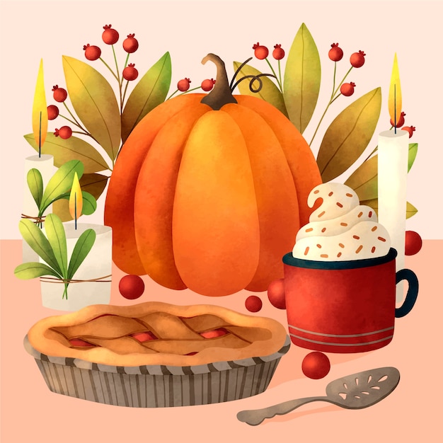 Watercolor thanksgiving illustration