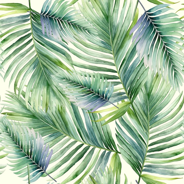 Watercolor tropical background Seamless realistic vector botanical pattern Pattern with leaves