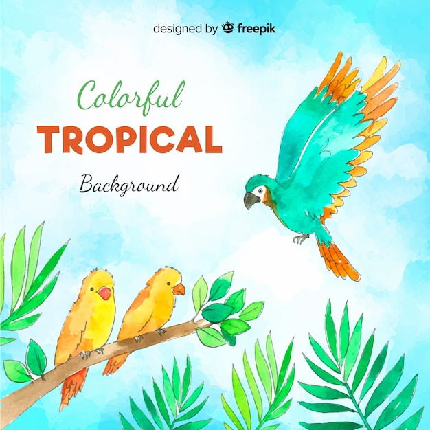 Watercolor tropical background