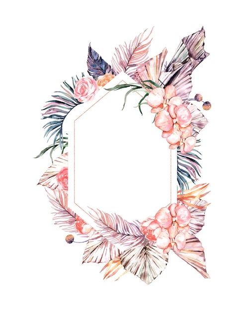 watercolor tropical frame