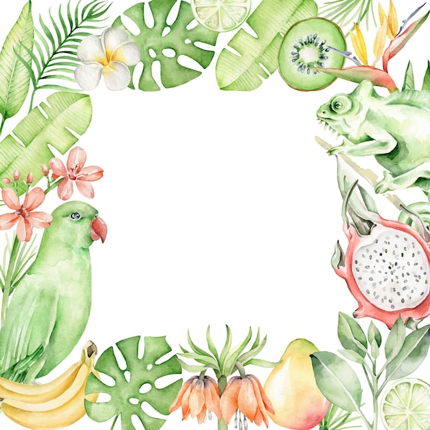 Watercolor tropical frame