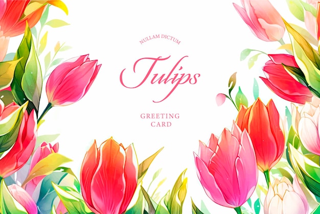 Watercolor tulip flowers for spring or summer holiday