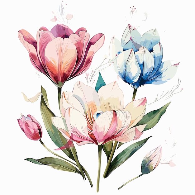 Watercolor Tulips Floral illustration