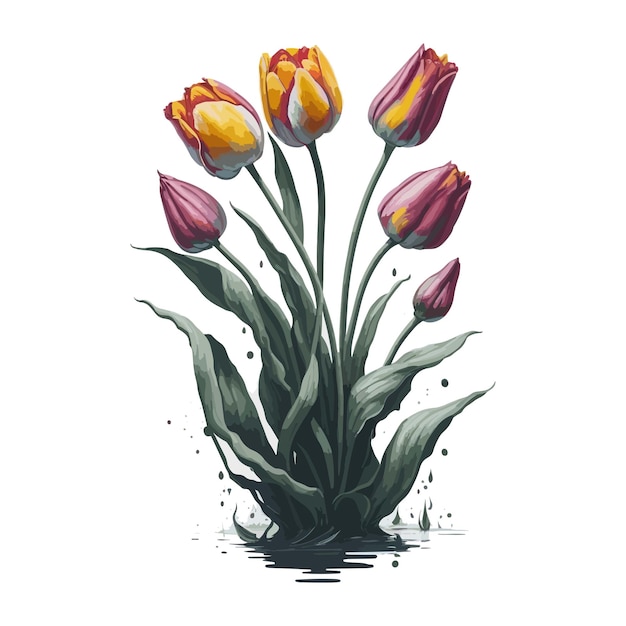 Watercolor tulips a simple vector