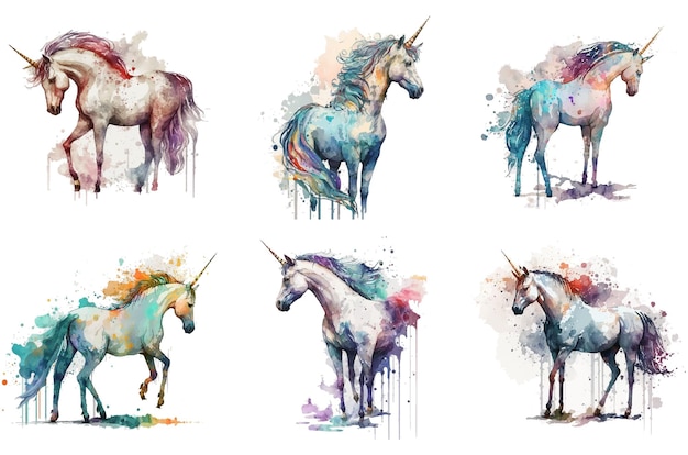 watercolor unicorn vector illustration tshirt print