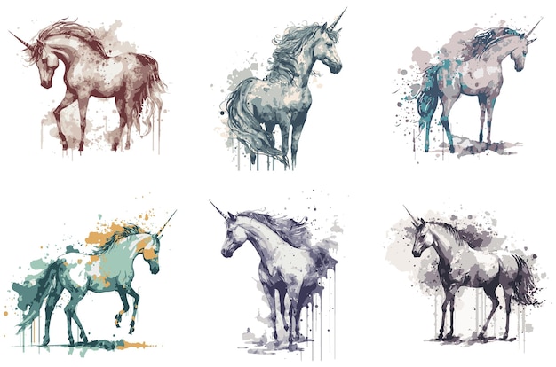 watercolor unicorn vector illustration tshirt print