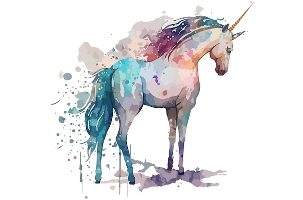 watercolor unicorn vector illustration tshirt print