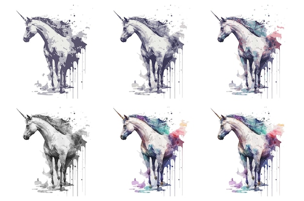 watercolor unicorn vector illustration tshirt print