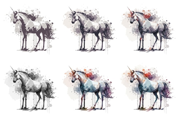 watercolor unicorn vector illustration tshirt print